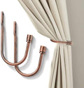 Brass Curtain Holdbacks 2pcs, Wall Mounted Drapery Tiebacks with Screws, Heavy Duty Metal Decorative Window Drapery Holder Curtain Hook