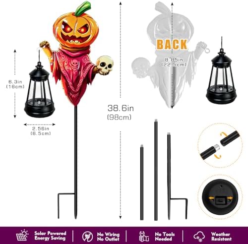 Halloween Decorations Pumpkin Garden Stakes with Solar Multicolor Lights