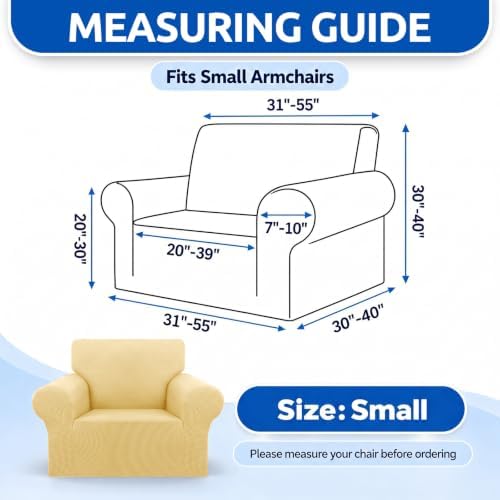 KEKUOU Stretch Chair Sofa Slipcover, Single Couch Cover,Champagne
