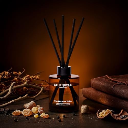 Frankincense Spice Scent Reed Diffusers for Home – Long-Lasting Aroma Diffuser with Essential Oils, Expertly Crafted for Bedroom, Living Room, Bathroom, or Office – 150ml