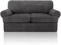 Sofa Covers 3 Piece T Cushion Sofa Slipcovers, Stretch Couch Cover with 2 Individual T Cushion Covers, Machine Washable Furniture Protector for Living Room(Dark Gray, 2 Cushions)