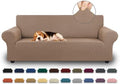 KEKUOU Stretch Couch Covers for Sofa, 3 Cushion Couch Slipcover,Camel