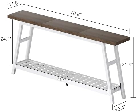 ChooChoo 70.9 Inch Long Console Tables for Entryway, Hallway Table, 2-Tier