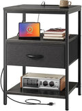 SUPERJARE Nightstand with Charging Station, USB-C Port, Bedside Table