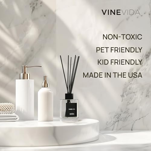 VINEVIDA Reed Diffuser for Home & Bathroom | Long-Lasting Scent Sticks Set | Oil Stick Diffuser | Bathroom Scent - Room Fragrance No. 1304 - Inspired by: Santal