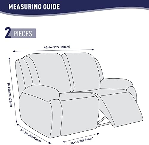 KinCam Recliner Covers, Stretch Reclining Chair Covers, Recliner Sofa Slipcovers Stripe Jacquard Recliner Couch Covers Furniture Protector Covers for Pet Kid (2 Seater, Dark Blue)