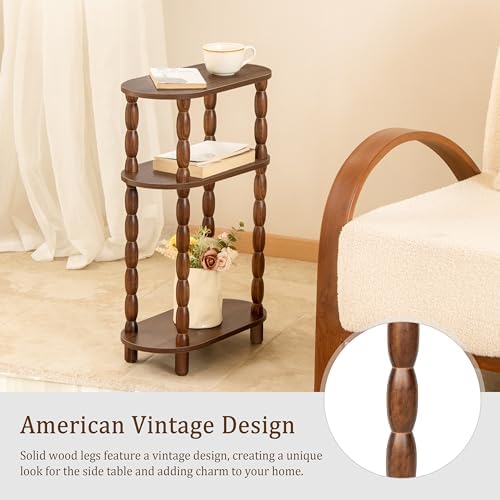 MaxSmeo Small Side Table, 3-Tier Narrow End Table, Wood Accent Table
