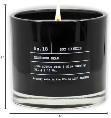 Lulu Candles | Espresso Bean | Luxury Scented Soy Jar Candle | Hand Poured in The USA | Highly Scented & Long Lasting,11 Oz.