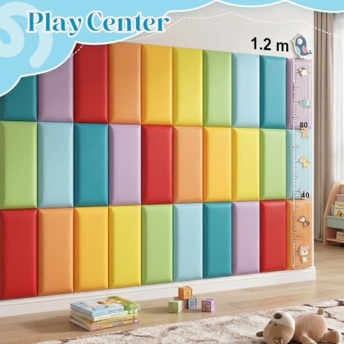 48 Pack Wall Padding Headboard 15.75" x 7.87" x 1.18" Rainbow Colors
