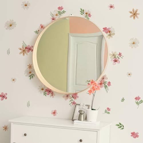 Watercolor Daisy Wall Decals for Girls Room, Peel and Stick