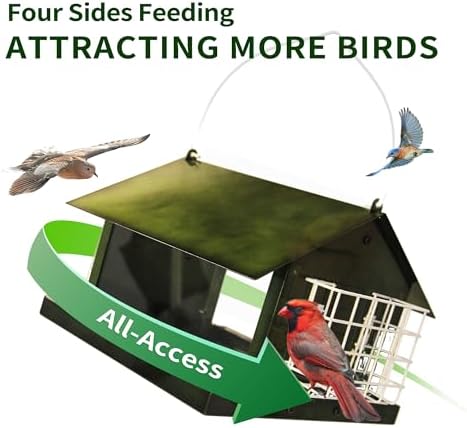 Solution4Patio All Metal Outdoor Dual Suet Cake Hopper Bird Feeder, Green