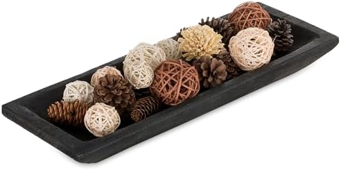 Hanobe Large Wood Decorative Dough Bowl for Coffee Table Decor, 20" Black