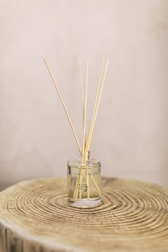 Brooklyn Candle Studio Reed Scent Diffuser - Fern & Moss - Relaxing Oil Diffuser, Sage, Lavender & Pine Fragrance, 8 Rattan Diffuser Reeds, Clean Ingredients - 4.4oz