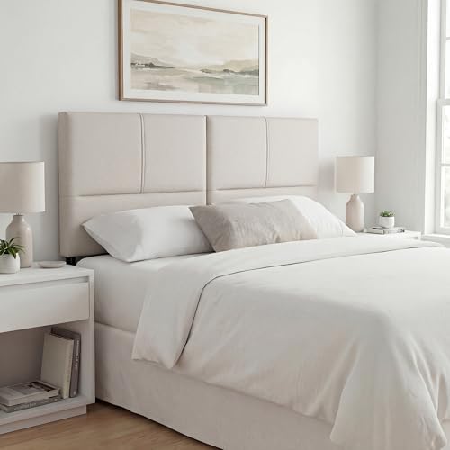 HAOBO Home Upholstered King Headboard Only, Modern Faux Leather Panel Beige