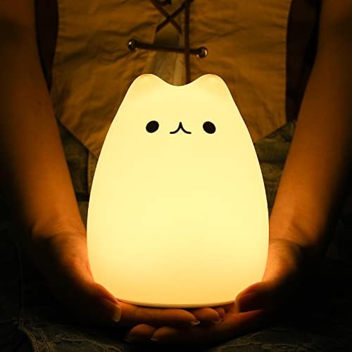 ZKLiLi Night Light for Kids Lamp, 16 Colors cat Lamp Cute, Dimmable Baby Night Lights for Nursery,Silicone Rechargeable Nightlight for Kids Room, Kawaii Room Decor (renqicat-Remote)