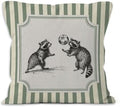 Funny Soccer Raccoon Sports Throw Pillow Cover 18x18, Sage Green Striped Raccoon Decorative Pillow Covers for Kids Boys Room Bedroom Playroom, Sports Nursery Decor Accent Pillows Cover Pillowcases