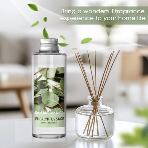 SCENTORINI Reed Diffuser Oil Refill Set, Eucalyptus Sage Scent, 6.76 Oz