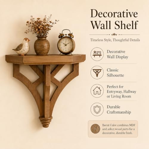 Wall Mounted Decorative Shelf, Vintage Farmhouse Floating Shelf-Burnt Color