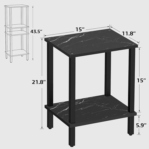 TUTOTAK End Table, Side Table, Nightstand, 2-Tier Storage Shelf