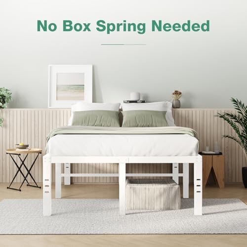 Novilla Full Size Bed Frame, 18 Inch Metal Platform Bed Frame Full Size with Storage Space Under Bed, Heavy Duty Steel Slat Support, Easy Assembly, No Box Spring Needed, White