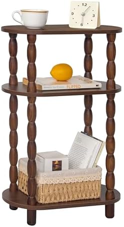 MaxSmeo Small Side Table, 3-Tier Narrow End Table, Wood Accent Table