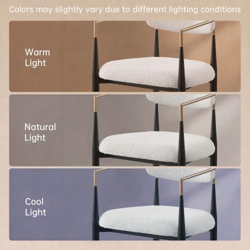 Morden Fort Counter Height Bar Stools Set of 4 with Gold Arms, Cream Boucle