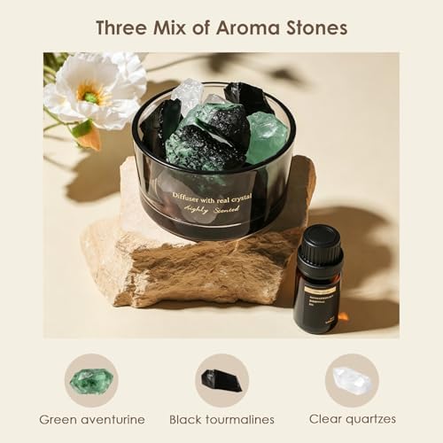 Crystal Stone Aroma Diffuser with Essential Oils for Home, Bathroom, Office, Home Decor & Fragrance 2 in 1