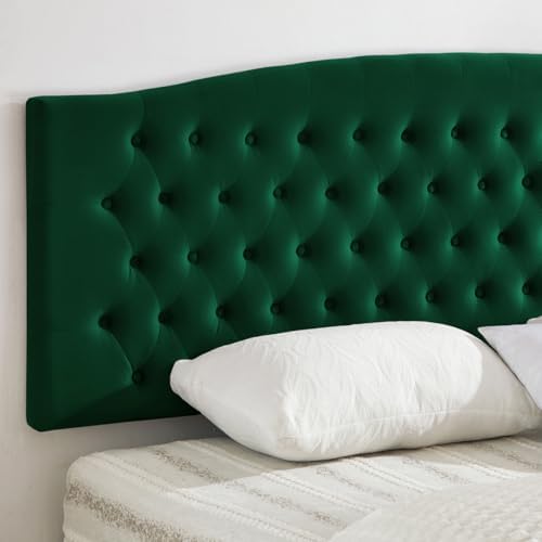 24KF Upholstered Tufted Button Velvet Wall Mounted Headboard,Comfortable Fashional Headboard King/CA King Size, 6058-K-Jade