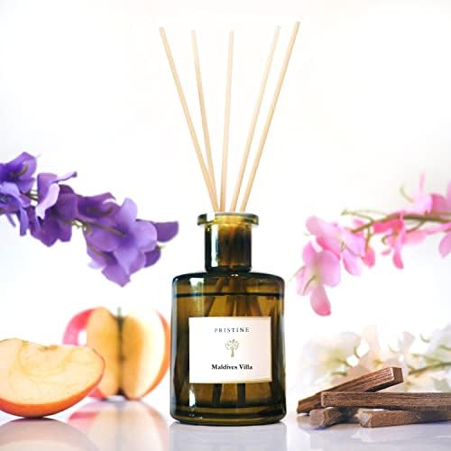 PRISTINE Maldives Villa/Inspired by Marriott Hotel Reed Diffuser for Home | Citrusy Grapefruit, Apple/Ocean Breeze/Sandalwood Oil Reed Diffuser Set & Reed Diffuser Sticks | Home Decor Scent Diffuser