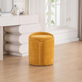 Storage Vanity Stool with Gold Base Comfy Vanity Chair Modern Round Stool for Makeup Vanity Ottoman Foot Rest for Bedroom livingroom, Yellow
