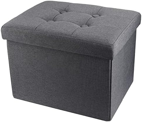 ALASDO Storage Ottoman Footrest Stool Small Ottoman with Storage Foldable Ottomans Foot Rest Footstool Bench for Living Room 17x13x13inches Grey