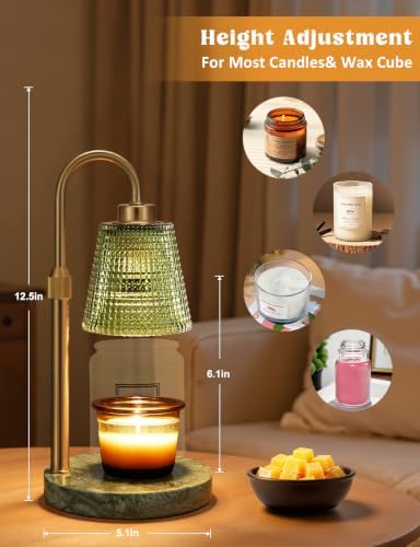 Marble Green Candle Warmer Lamp with Timer Home Decor Gifts for Women