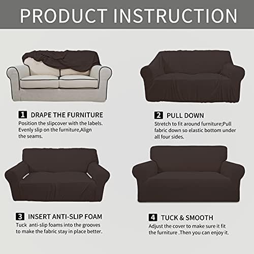 Easy-Going Stretch Oversized Loveseat Couch Covers Washable Chocolate