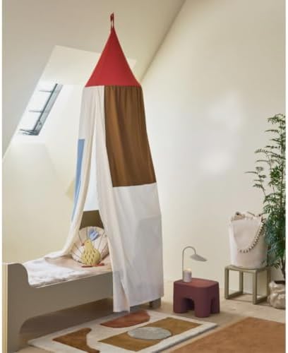 Kids Bed Canopy with Patch Soft Crib Tent Curtain Reading Nook Play Room Nursery Decoration