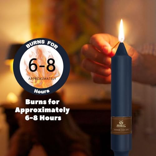 NJAO HOO Candlesticks Short Taper Candles, Unscented Candle Sticks Straight Dinner Candle Set for Home Decor Weddings Halloween Festive Seasons Holiday, Set of 4,Indigo 7 Inch