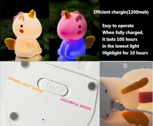 Unicorn Night Light,Rechargeable Table Lamp Bedside Lamp with 7 Colors
