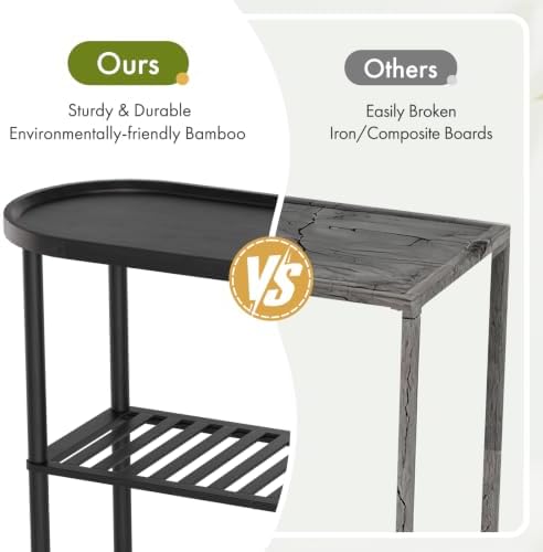 Black Entryway Table for Hallway Bamboo, 39.4"L x 11.8"W x 29.7"H