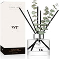 Flower Reed Diffuser Set Wild Eucalyptus Mint Scent for Bathroom Accessories Shelf Decor & Air Fresheners, Sticks Defusers with 5.1 fl oz Essential Oils & Leaves, House Bedroom Office Decor & Gifts