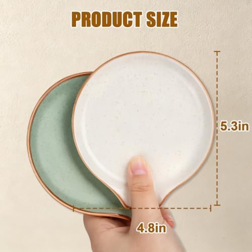 Ceramic Spoon Rest Holder for Stove Top Kitchen Counter,5" (Beige)