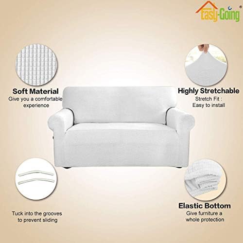 Easy-Going Stretch Loveseat Couch Covers Washable Snow White