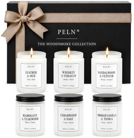 Candles for Men Gift Set, 6 Pack 7 oz Scented Soy Candle Set, Woody Scents