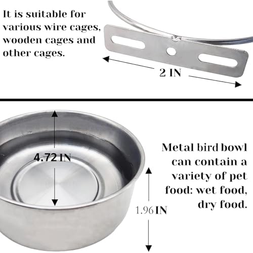 PINVNBY Stainless Steel Bird Food Bowl Water Bowls Parakeet Food Dish