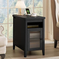 iPormis End Table with Charging, Narrow Side Table for Living Room, Black