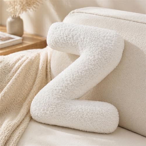 Letter Plush Pillow, Letter Hugging Throw Pillows, Decorative Initial Letter Shaped Throw Pillows for Bed Couch, Letter Pillows English Alphabet A to Z for Sofa Bedroom Living Room Decor (Z)