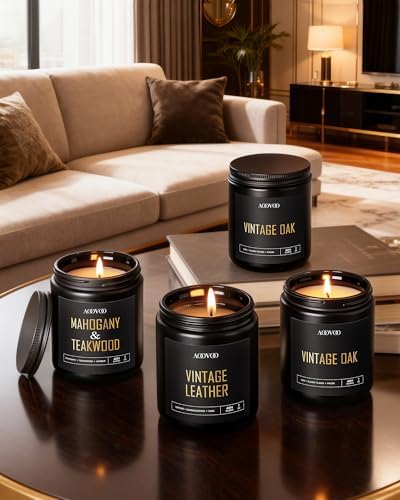 AOOVOO Scented Candles for Men - 4 Pack Candles for Home Scented