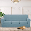 4 Pieces Stretch Couch Cover for Sofa, 3 Cushion, Blue