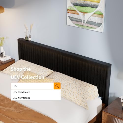 UEV Headboard with Elegant Light Wood Design (Black, Queen)