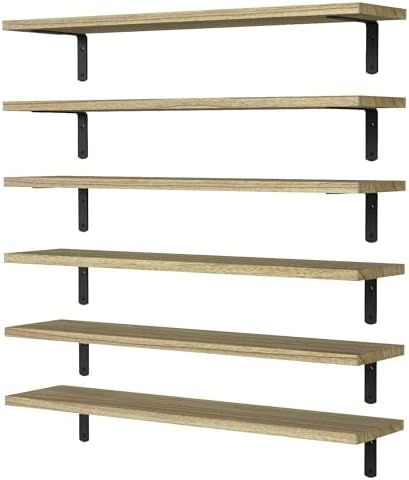 WOPITUES 24'' Long Floating Shelves for Wall Decor & Storage, Rustic Brown