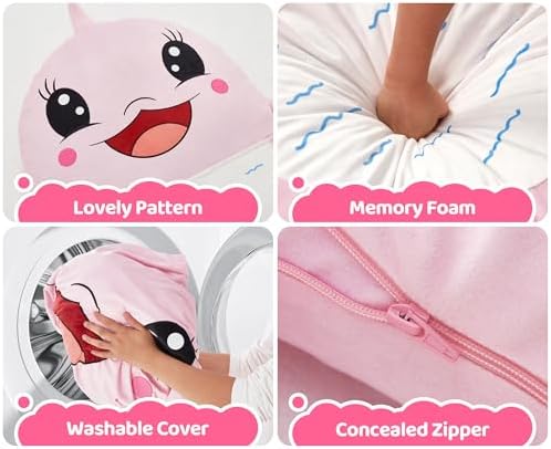 Hobestluk Bean Bag Chair Floor Bean Bag for Kids Playroom Living Room Pink