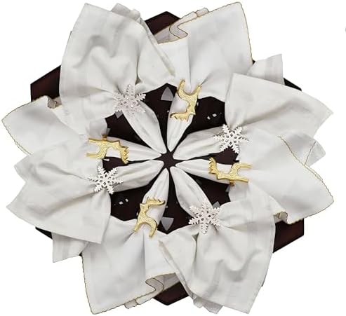 COTTON CRAFT Snowflake Napkin Rings - Set of 8 Silver Christmas Napkin Ring